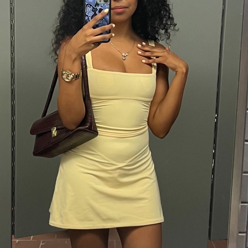 BNWOT Oh Polly Yellow Tie Up Back Mini Dress